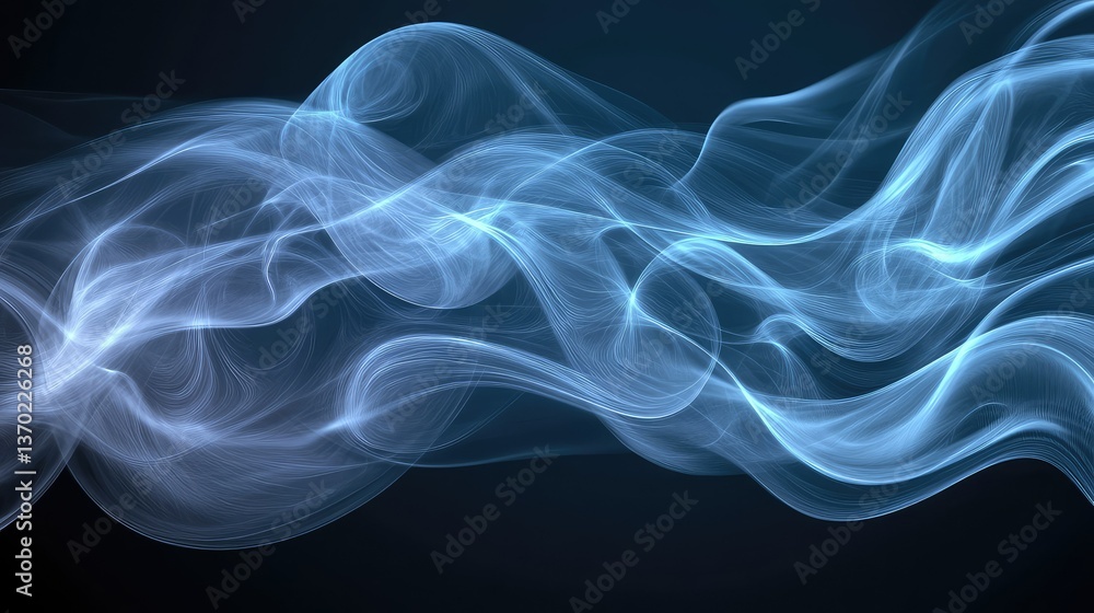 Poster ethereal blue smoke wave abstract background for artistic and creative design, capturing fluid motio