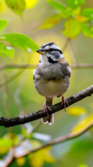 Obraz premium Bold and Captivating - The World of the White-Crowned Sparrow Zonotrichia Leucophrys in Nature's Dome