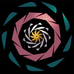 Vibrant circle geometric pattern, whit gradient colored 