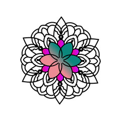 Vibrant circle geometric pattern, whit gradient colored 