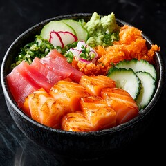 Colorful Sushi Bowl on Dark