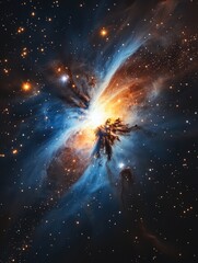 A vibrant celestial nebula showcases a beautiful explosion of colors