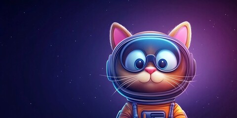 Spacesuit cat explores the cosmos in a vibrant galactic setting with distant stars and colorful nebulae