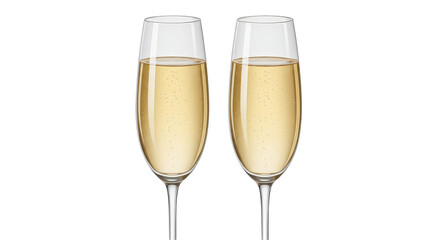 Isolated Two Glasses of Champagne