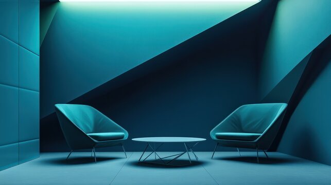 Modern teal meeting room interior