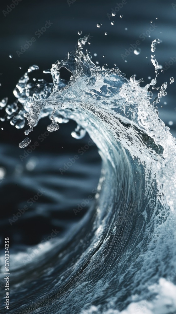 Poster the power of the wave: witness the dynamic power of a towering ocean wave in a close-up view. experi