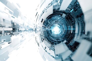 Obraz premium Abstract technology background with futuristic circular tunnel and bright light effect