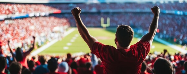 Excited Sports Fan Cheering In Stadium