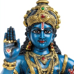 Handcrafted figure of hindu god vishnu art studio sculpture indo-asian close-up cultural heritage