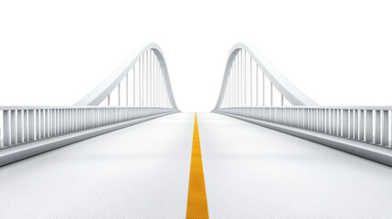 Fototapeta premium Spanning the distance, a twolane bridge with bright yellow lines guiding the way