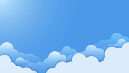 Bright Blue Sky with Fluffy Clouds Illustration