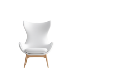 Elegant white chair with warm wooden legs, perfect for modern and minimalist interiors