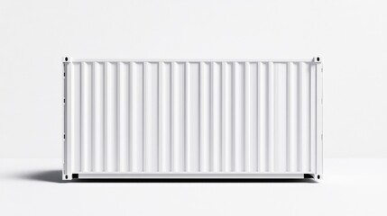 White shipping container, isolated on white background
