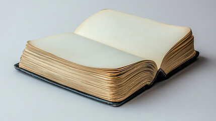 An open book with blank pages, symbolizing endless possibilities and creativity in literature and storytelling.