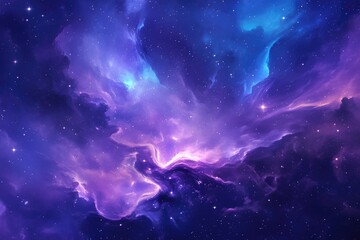 Fototapeta premium Colorful space nebula with numerous bright stars shining brightly overall