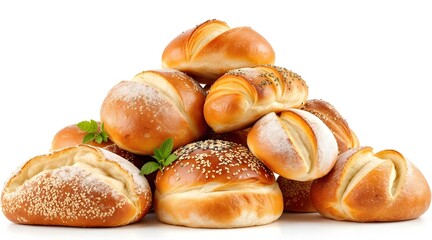 Freshly baked wheat loaf isolated on white, a healthy bakery snack