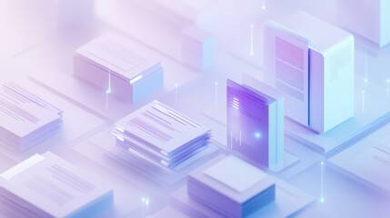 Obraz premium Abstract digital documents, futuristic technology, modern workspace, conceptual image, for stock use