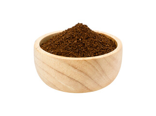 coffee powder in a wooden bowl