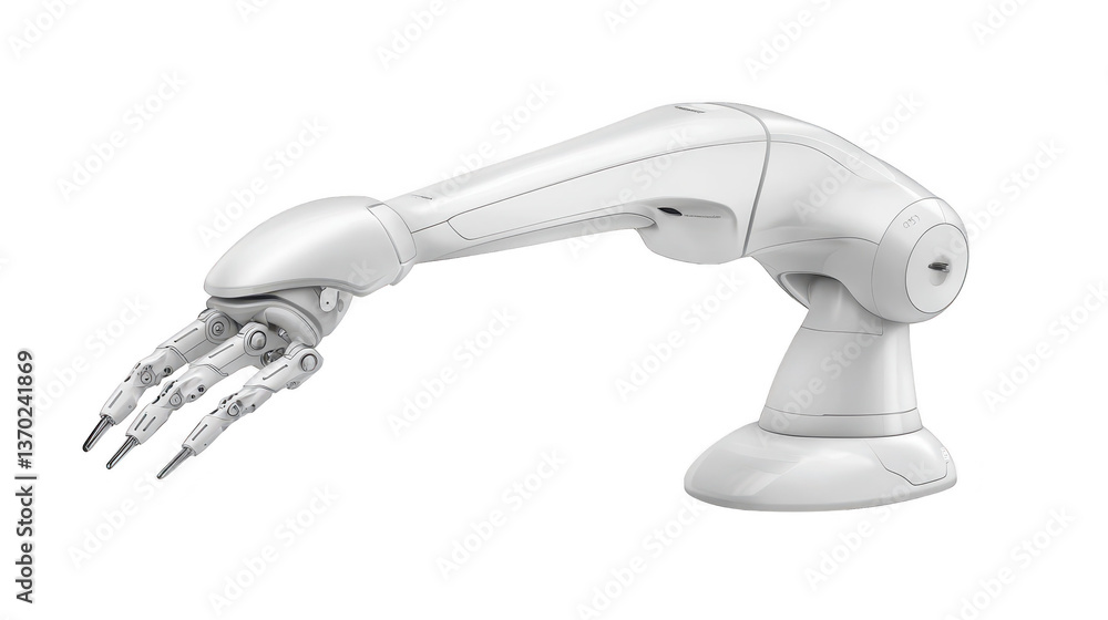 Poster advanced robotic arm with hand, precision automation in modern manufacturing and industrial applicat