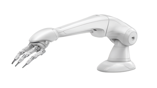 Advanced robotic arm with hand, precision automation in modern manufacturing and industrial applications - Powered by Adobe