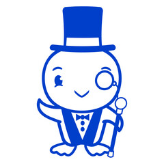 Sir Bird Top Hat Monocle Glasses Rich Gentleman Design Lover Art Vector Illustration Card T-Shirt Poster Sticker Graphic Print Decorative Drawing Isolated Logo Decoration Symbol Creative Cool Style
