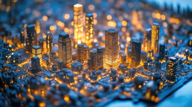 Illuminated cityscape model