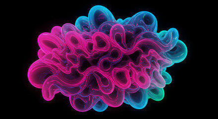 Vibrant fluid arrangement with morphing neon shades against stark backdrop