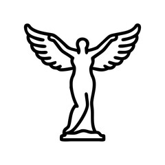 Winged Goddess of Victory Icon Design in Minimalist Style  