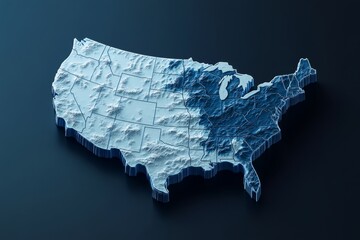 USA Topographic Map, Detailed Elevation, Dark Background