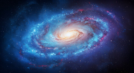 Fototapeta premium Cosmic vortex swirling in the dark expanse, galaxies merging nebulous dream