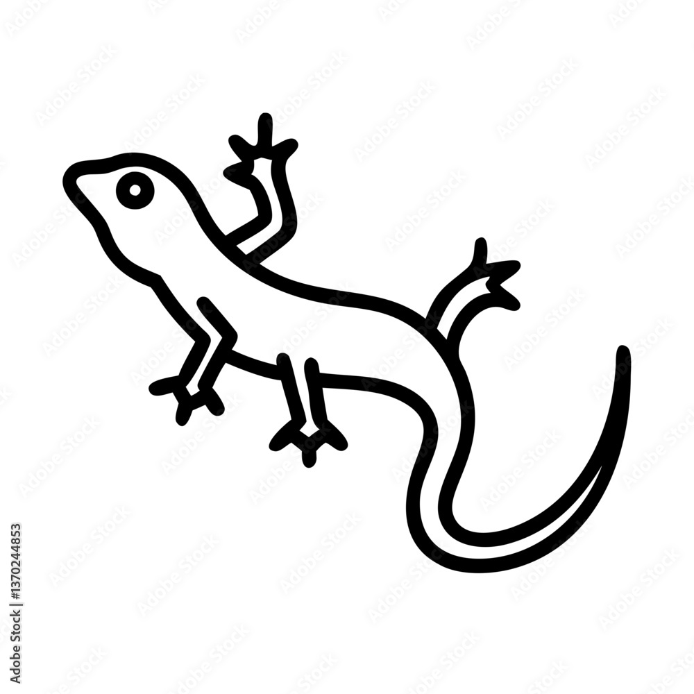 Poster lizard symbol illustrating transformation in minimalist style