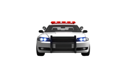 Police car with flashing red lights, ensuring safety and law enforcement on city streets