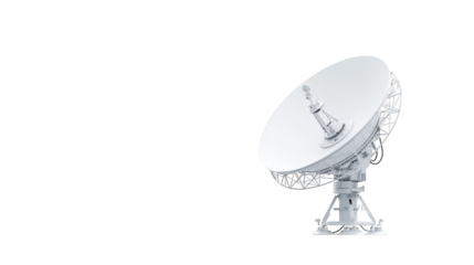 Satellite dish communication technology on dark background, exploring space and connectivity