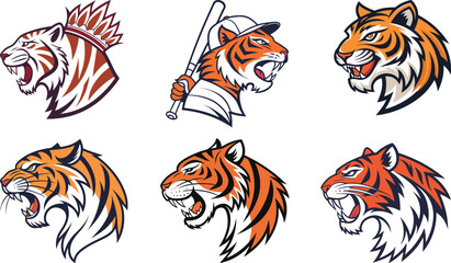 Obraz premium A collection of tiger vector illustration icon logos