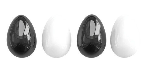 Elegant Display of Glossy Black and White Decorative Eggs for Easter or Spring Festivities