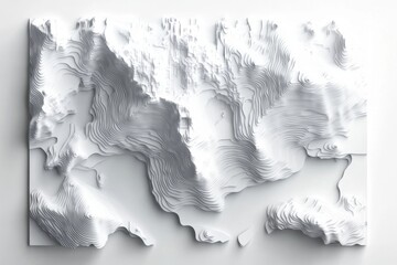 White 3D relief map on a plain background