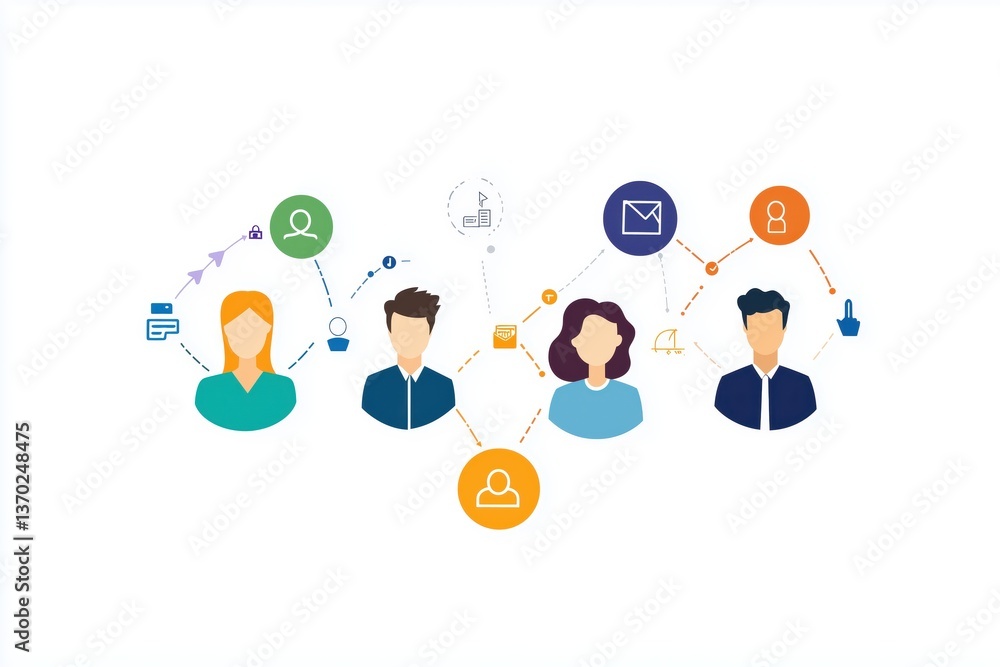 Poster digital connectivity: a visual representation of interconnected people, linked by data streams, sugg