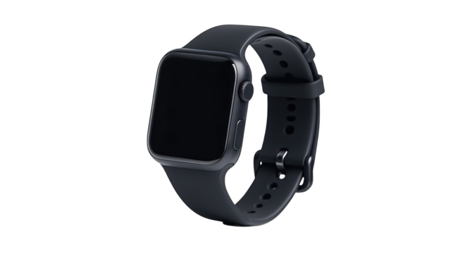 Sleek black apple watch, closeup view of modern smartwatch design and innovative features