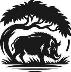 Wild boar animal silhouette vector