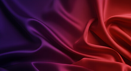Obraz premium Luxurious Crimson and Deep Purple Silk Fabric with Smooth Gradient Effect