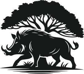 Wild boar animal silhouette vector