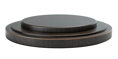 Elegant ThreeTiered Dark Wood Display Stand with Copper Accents