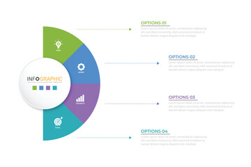 Vector infographic label design with circle infographic template design and 4-5-6 options or steps. Can be used for process diagram, presentations, workflow layout, banner, flow chart, info graph