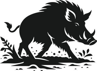 Wild boar animal silhouette vector