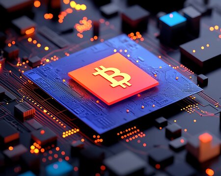 Bitcoin CPU Chip Cryptocurrency.