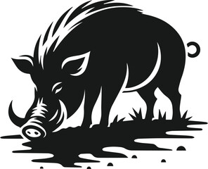 Wild boar animal silhouette vector