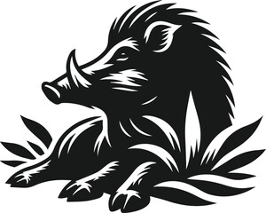 Wild boar animal silhouette vector