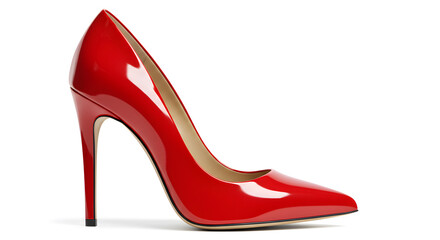 Vibrant Red Stiletto Heel Elegance Isolated on White for Fashion Imagery