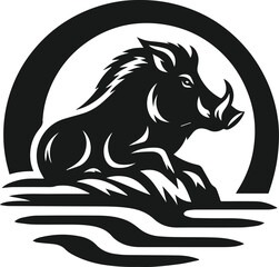 Wild boar animal silhouette vector