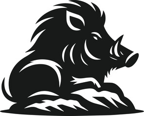 Wild boar animal silhouette vector
